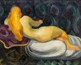 Zdzisław Cyankiewicz, Leżący akt, 1945 r., 1945, olej, płótno