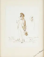Tadeusz Makowski, Z wizytą. Autoportret artysty., atrament, pióro, papier, 21