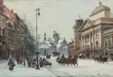 Krakowskie Przedmieście by Władysław Chmieliński, olej, płótno, sold Feb 2022