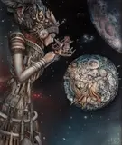 Tomasz Sętowski, Astralne porozumienie, 2018 r., 2018, olej, płótno