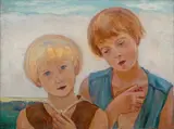 Dzieci, lata 30. XX w. by Wlastimil Hofman, olej, płótno, sold Jan 2022