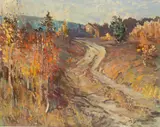 Henryk Baranowski, Jesień na Kaszubach, olej, tektura