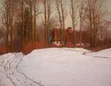 Paul Weimann, Pejzaż, olej, tektura