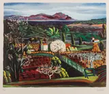 Moïse Kisling, Pejzaż, litografia barwna, papier, 46