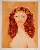 Moïse Kisling, Rudowłosa, litografia barwna, papier, 56