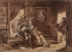 Stanisław Chlebowski, Ucieczka mordercy, 1860 r., 1860, akwarela, gwasz, tusz, ołówek, papier, 40