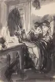 Stópki by Antoni Uniechowski, tusz, akwarela, papier, sold Jan 2022