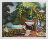 Jacek Yerka, Kieszonkowa dżungla – pokój kąpielowy, giclée, papier