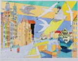 Gdańsk. Cyganka na moście, 2021 r. by Czesław Tumielewicz, 2021, suchoryt, akwarela, papier, 27, sold Sep 2021