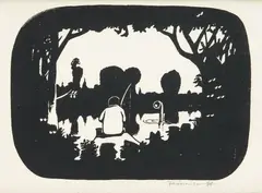 Jacek Fedorowicz, Zwykły obywatel Lech W. na rybach, 1984 r., 1984, serigrafia, papier