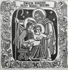 Witold Chomicz, Święta Rodzina, Józef, Maria i Dziecina, 1938 r., 1938, drzeworyt, papier