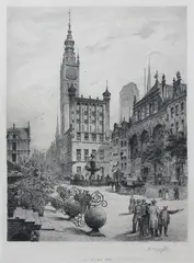 Bernhard Mannfeld, Długi Targ w Gdańsku, akwaforta, papier
