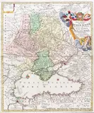 Johann Baptist Homann, Tabula geographica qua pars Russiae Magnae…, Norymberga, ok. 1720 r., 1720, miedzioryt kolorowany