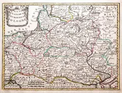 Jacques Chiquet, Les Estats de la Couronne de Pologne, wyd. Hendrik de Leth, Amsterdam 1749 miedzioryt kolorowany liniowo, 16
