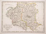 Carli Pazzini Bartolomeo Borghi, Come fu e come trovasi divisa al presente la Polonia, mapa pochodząca z „Atlante geografico”, stan drugi, wyd. Bartolomeo Borghi, Florencja 1817 miedzioryt kolorowany liniowo, 23
