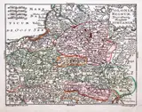 Tobias Lotter, Poloniae Regnum, Ducatusq3 Magnae Lithuaniae, mapa pochodząca z “Atlas Geographicus Portatilis XXIX Mappis Orbis…”, wyd. Tobias Conrad Lotter, Tobias Lobeck, Augsburg 1745 miedzioryt kolorowany w epoce, wym. mapy 9