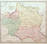 Samuel John Neele, Poland with its dismembered provinces, including Prussia, stan czwarty, po 1798 mapa pochodząca z „Universal atlas by Stackhouse” miedzioryt kolorowany w epoce