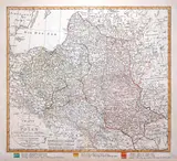 Franz Ludwig Güssefeld, Charte von Polen, stan czwarty, wyd. Geographisches Institut Weimar, 1806 miedzioryt kolorowany, wym. mapy 46