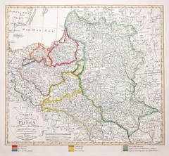 Charte von Polen by Franz Ludwig Güssefeld, stan piąty, wyd. Industrie-Comptoir Weimar, 1807 miedzioryt kolorowany liniowo, sold Feb 2022