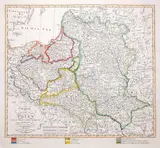Franz Ludwig Güssefeld, Charte von Polen, stan piąty, wyd. Industrie-Comptoir Weimar, 1807 miedzioryt kolorowany liniowo