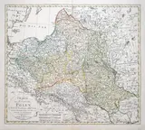 Franz Ludwig Güssefeld, Charte des Königreichs Polen, stan pierwszy, Weimar wyd. Industrie-Comptoir Weimar, 1793 miedzioryt kolorowany