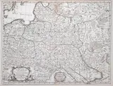 Guillaume de l’Isle, La Pologne dresee sur ce qu'en ont donne Starovolsk, Beauplan, Hartknoch..., stan siódmy, wyd. Guillaume de l'Isle, Paryż po 1718 miedzioryt kolorowany liniowo