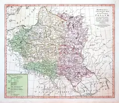Bowle's new pocket map of the Kingdom of Poland and Grand Dutchy of Lithuania by Henry Carington Bowles, mapa pochodząca z „Bowles universal atlas”, stan drugi, wyd. Henry Carington Bowles, Londyn 1775 miedzioryt kolorowany w, sold Feb 2022