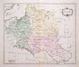 John Lodge, Poland, mapa pochodząca z drugiego wydania „Atlas methodique”, wyd. Jean Palairet, Paryż 1775 miedzioryt kolorowany w epoce, 44
