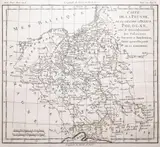 Louis Brion de la Tour, Carte de la Prusse, de la Grande et Petite Pologne…, mapa pochodząca z „Histoire Universelle depuis le commencement du monde…”, wyd. Louis Brion de la Tour, Paryż 1787 miedzioryt, wym. mapy 23