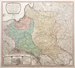 William Faden, A map of the Kingdom of Poland and Grand Dutchy of Lithuania, mapa pochodząca z „General Atlas”, stan trzeci, wyd. William Faden, Londyn 1799 miedzioryt kolorowany w epoce