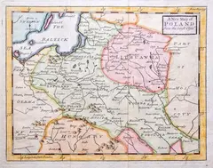 John Senex, A new map of Poland from the latest obser., wyd. John Senex, Londyn 1744 miedzioryt kolorowany