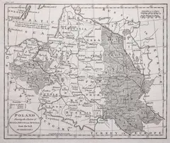 William Guthry, Poland Shewing the Claims of Russia, Prussia & Austria from the best authorities, mapa pochodząca z “New geographical, historical and commercial grammar”, stan drugi, wyd. Charles Dilly & George Robinson, Londyn 1796 miedzioryt