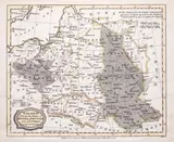 James Barlow, Poland Shewing the Claims of Russia, Prussia and Austria from the best authorities, wyd. C. Brightly & E. Kennersly, Suffolk 1807 miedzioryt kolorowany w epoce, wym. mapy 17