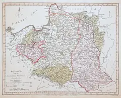 Thomas Conder, Poland with its dismembred provinces, drawn from the best authorities, mapa pochodząca z „A general atlas being a collection of maps of the world…”, stan pierwszy, wyd. Robert Wilkinson, Londyn 1794 miedzioryt kolorowany, 22