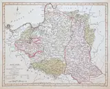 Thomas Conder, Poland with its dismembred provinces, drawn from the best authorities, mapa pochodząca z „A general atlas being a collection of maps of the world…”, stan pierwszy, wyd. Robert Wilkinson, Londyn 1794 miedzioryt kolorowany, 22