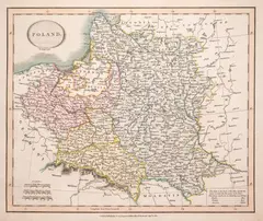 John Cary, Poland, mapa pochodząca z „New Universal Atlas”, wyd. John Cary, Londyn 1812 miedzioryt kolorowany