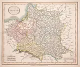 John Cary, Poland, mapa pochodząca z „New Universal Atlas”, wyd. John Cary, Londyn 1812 miedzioryt kolorowany