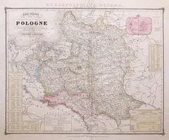Leonard Chodźko, Carte Générale routiere historique et statistique des etats…, wyd. Paryż 1840 miedzioryt kolorowany w epoce
