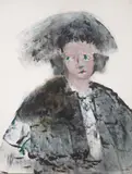 Jadwiga Lesiecka, Portret na białym tle, olej, płótno