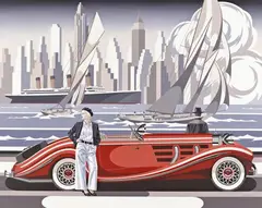 Tomasz Kostecki, Kobieta i Mercedes V, 2021, 2021, olej, płótno