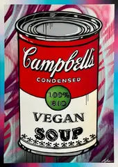 Michał Mąka, VEGAN SOUP, 2021, 2021, akryl, spray, ręcznie wycinane szablony, płótno