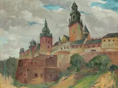 Jan Rubczak, Widok na Wawel, olej, płótno