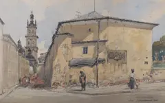 Tadeusz Rybkowski, Stara zbrojownia we Lwowie, 1905r., 1905, akwarela, papier, 20