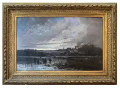 Pejzaż zimowy by Adolf Stademann, olej, płótno, 68, sold Dec 2021