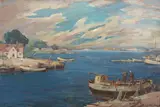 Nad Martwą Wisłą, l. 50.-60. by Marian Mokwa, olej, płyta, sold Dec 2021