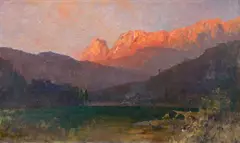 Aleksander Świeszewski, Widok na Volser Weiher, olej, płótno