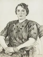 Józef Mehoffer, Portret kobiety, węgiel, papier