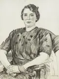 Józef Mehoffer, Portret kobiety, węgiel, papier