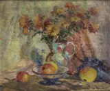Szczepan Skorupka, Kwiaty i owoce, 1946 r., 1946, olej, tektura