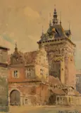 Tadeusz Cieślewski, Wieża Więzienna w Gdańsku, akwarela, papier, 42